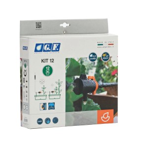 Kit microirrigazione t.b.t. in scatola, sistema di irrigazione per giardino e piante.