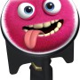 Wenko tappo lavandino Pluggy Monster, mostro rosa peloso con la lingua di fuori.