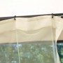 Dettaglio di una tenda parasole beige con zanzariera.