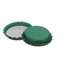 Tappi a corona verdi, uno aperto, uno chiuso.