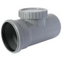 Tubo di derivazione HT grigio con apertura di pulizia per installazione acque reflue.