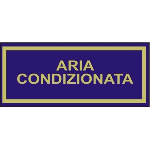 Targa blu con scritta dorata "Aria Condizionata", categoria targhe.