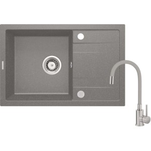Lavello rubinetto 1 vasca scolapiatti rett Bayamo 440x175 mm grafite met