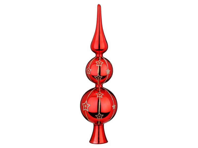 Puntale albero di Natale in vetro rosso H 31 cm | OBI