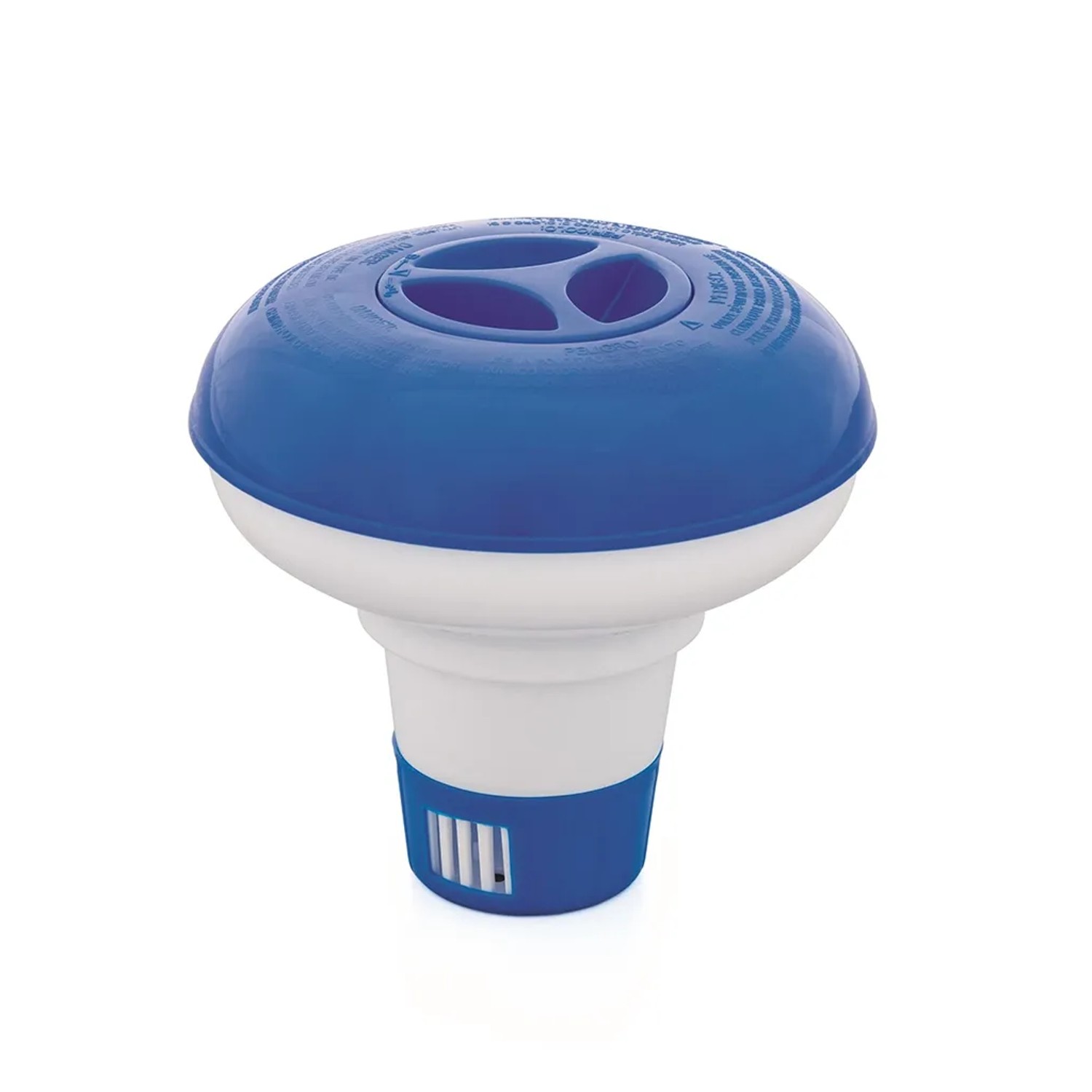 Galleggiante per prodotti chimici Bestway per pastiglie fino a 20g, blu e bianco.