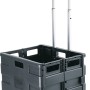 Carrello da officina pieghevole nero con manico telescopico e ruote.