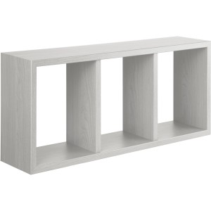 Mensola da parete in legno chiaro con 3 scomparti per libri e decorazioni.