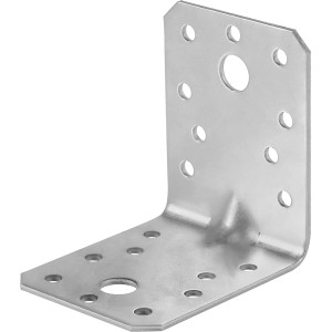 Staffa angolare con nervatura, acciaio inox, 70x70x55mm, per carichi pesanti.