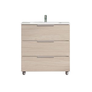 t.b.t. Mobile bagno con tre cassetti e lavabo da appoggio.