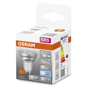 Lampadina LED GU10 Osram nella confezione, 6.9W, Cool White. Efficienza energetica e lunga durata.