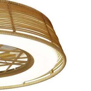 Plafoniera LED moderna t.b.t. con paralume in rattan.