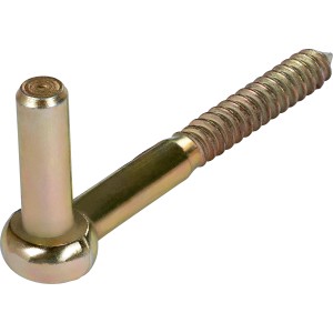 Cardine a vite zincato giallo, 120 mm, con filetto e perno per bandelle.