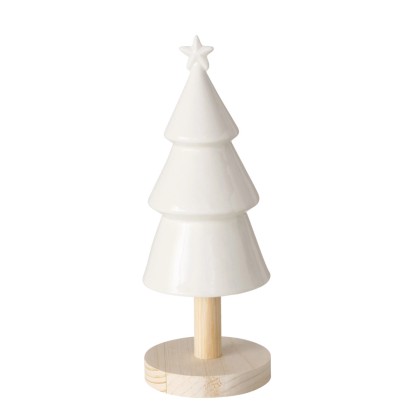 Decorazione natalizia albero in ceramica bianco 25x9 cm
