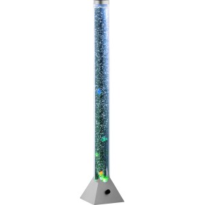 Colonna idromassaggio color titanio con illuminazione a LED e pesci decorativi, alta 130 cm.