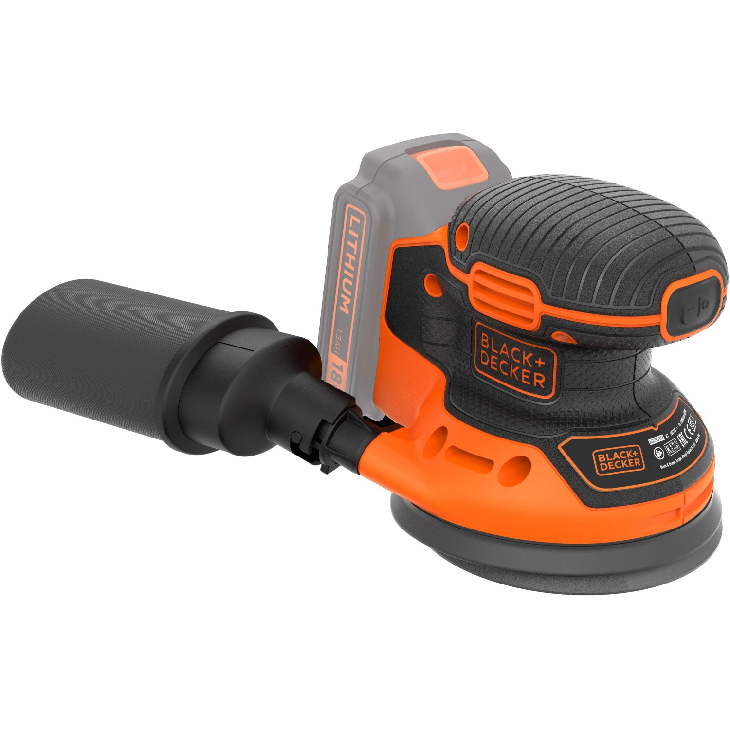 Levigatrice rotorbitale a batteria Black+Decker BDCROS18N con contenitore polvere, senza batteria/caricabatterie.
