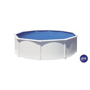 Piscina Gre Bora Bora Ovale, Ø 300 cm, alta 120 cm, struttura in acciaio bianco, liner blu.