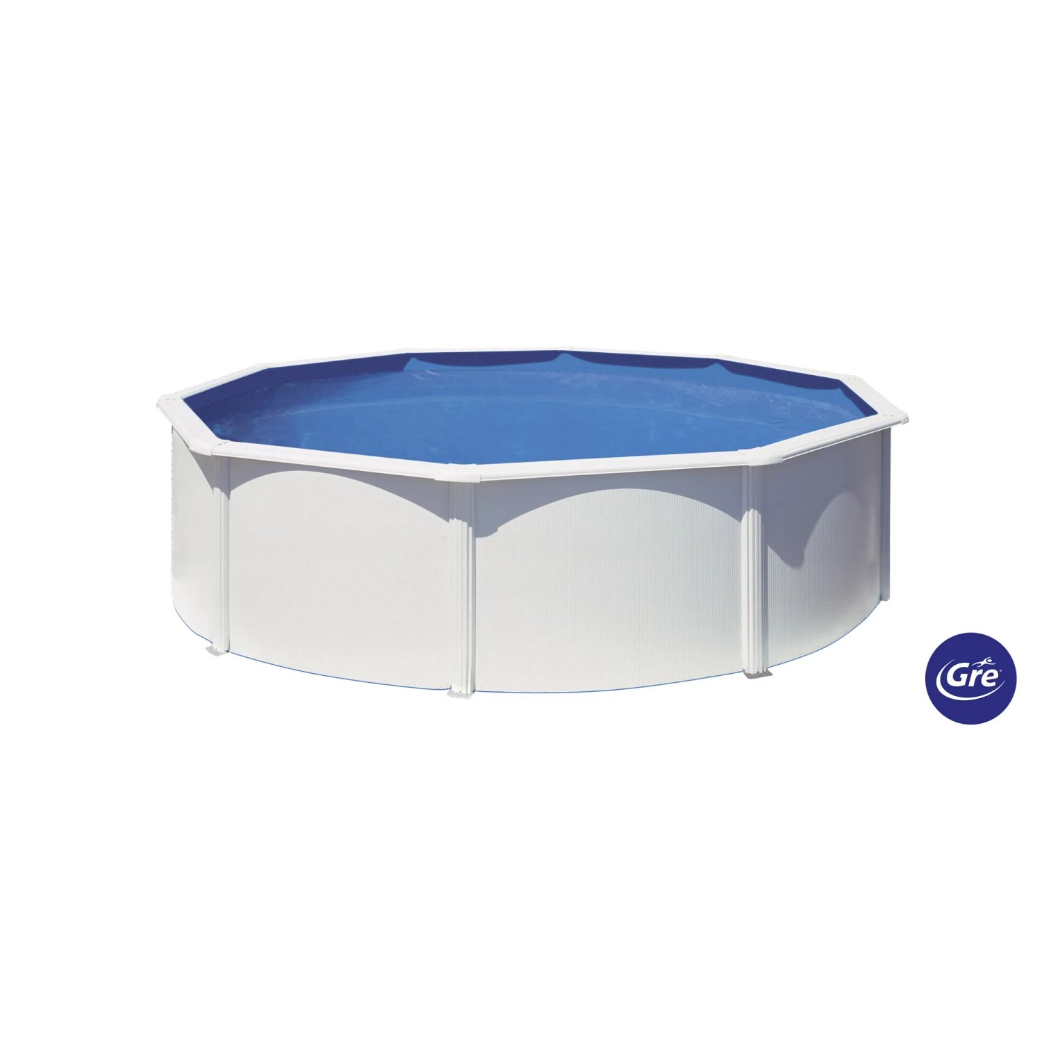 Piscina Gre Bora Bora Ovale, Ø 300 cm, alta 120 cm, struttura in acciaio bianco, liner blu.