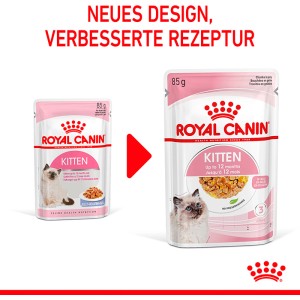 Royal Canin Kitten cibo umido in gelatina, 85g, nuovo design. Alimento per gatti fino a 12 mesi.