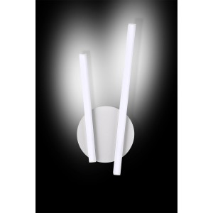 Plafoniere LED moderna t.b.t. con due barre luminose e base rotonda.