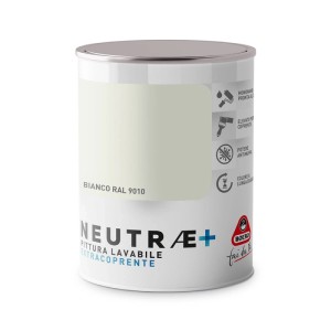 Pittura lavabile antimuffa opaca per pareti bianco RAL 9010 1l BOERO Neutrae