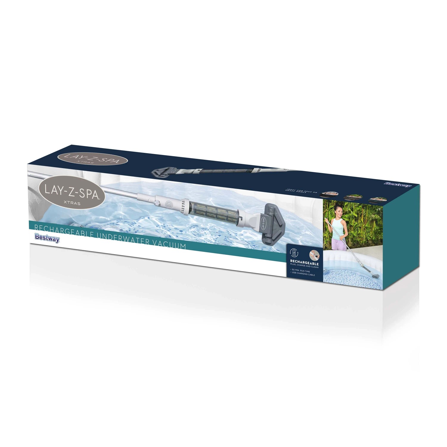 Confezione del pulitore a batteria per piscine e idromassaggio Bestway Lay-Z-Spa.