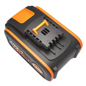Batteria Worx WA3644 Power Share 4 Ah per elettroutensili, nero e arancione.