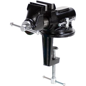 Morsa da banco LUX SST-60 D Comfort nera, girevole, con ganasce in acciaio e morsetto a vite.