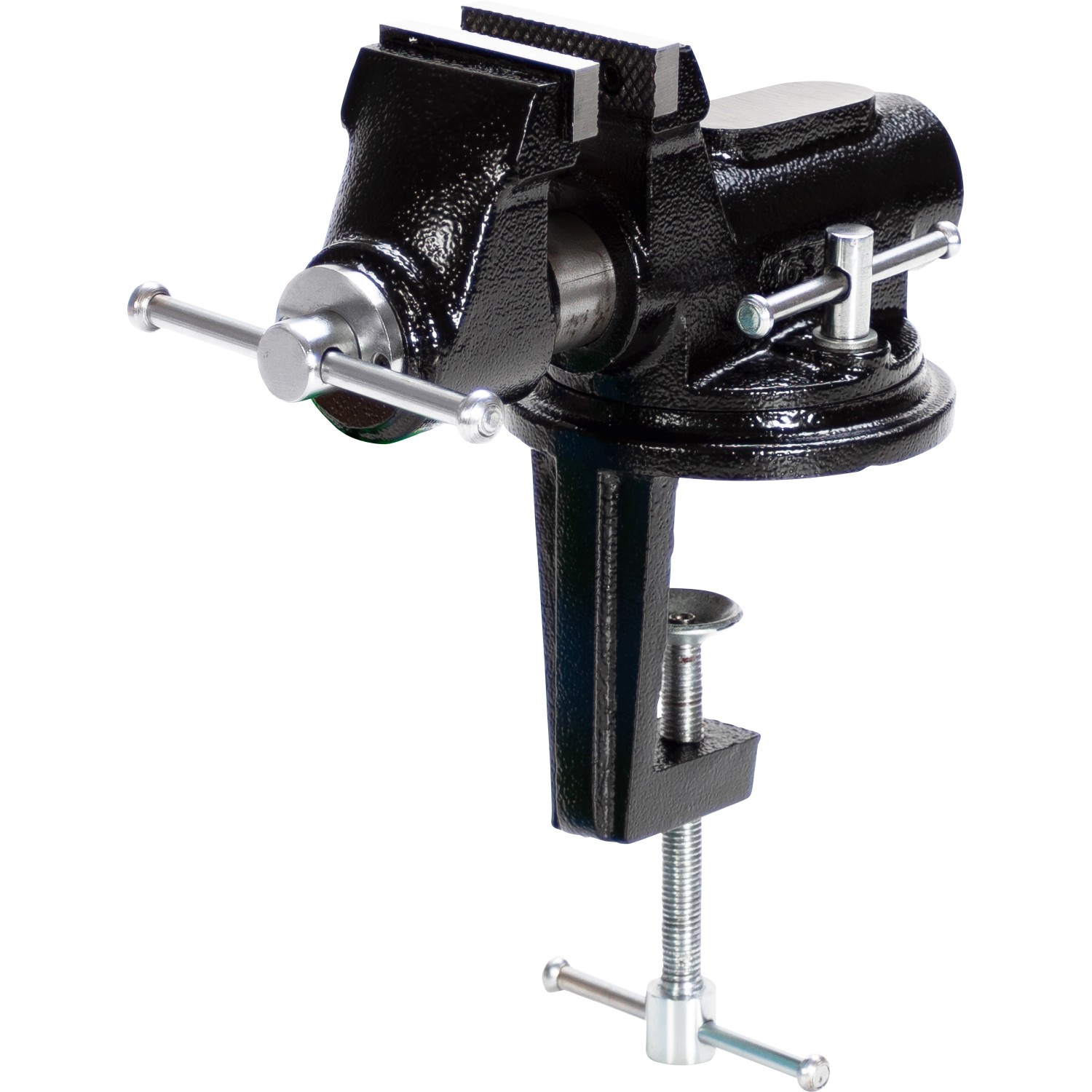 Morsa da banco LUX SST-60 D Comfort nera, girevole, con ganasce in acciaio e morsetto a vite.