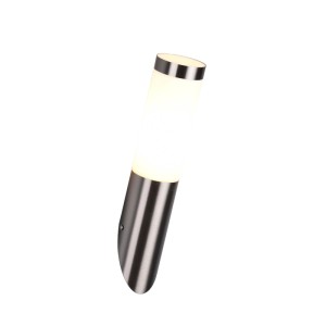 Moderna lampada da parete per esterni TRIOTO color nickel opaco con design cilindrico.