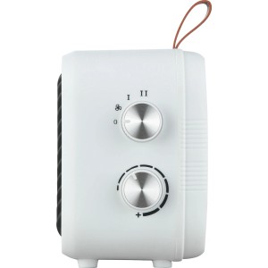 Stufa in ceramica bianca Nevala 2in1 con ventilatore, 1500 W, con due manopole e maniglia.