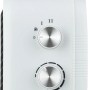 Stufa in ceramica bianca Nevala 2in1 con ventilatore, 1500 W, con due manopole e maniglia.