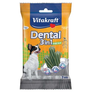 Vitakraft Dental 3in1 Fresh snack per cani, 7 pezzi. Snack per l'igiene dentale.