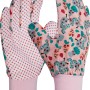 Guanti da giardinaggio rosa per bambini taglia 5 con motivo a verme e pois per piccoli giardinieri.