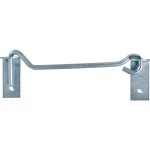 Gancio antivento zincato con piastra, 8 mm x 200 mm, per fissare porte e persiane.