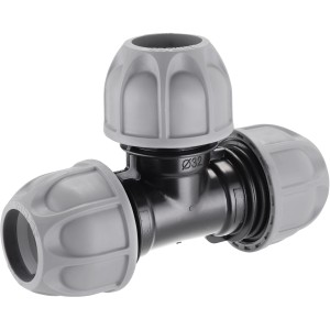 Raccordo a T per irrigazione interrata, grigio/nero.