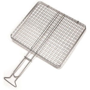Griglia in metallo con manico per accessori barbecue.