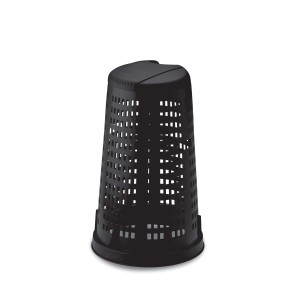 Cestino t.b.t. nero in plastica con motivo traforato.