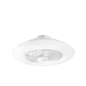 Plafoniera LED bianca t.b.t. con ventilatore integrato.