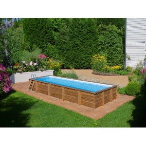 Piscina in legno fuori terra Menta 1010x418x146 cm rettangolare