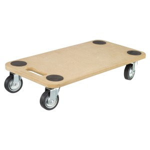 Carrello di trasporto universale con ruote piroettanti in gomma piena e pannello in MDF. Ideale per trasportare oggetti pesanti.