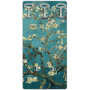 Appendiabiti con motivo mandorlo in fiore di Van Gogh e ganci bianchi.
