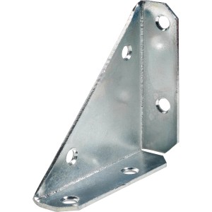 Staffa angolare in metallo zincato con fori per viti, per mobili.