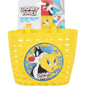 Cesto bici giallo con Looney Tunes per bici da bambino.