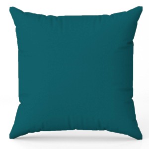 Fodera per cuscino decorativo quadrato blu petrolio tinta unita.
