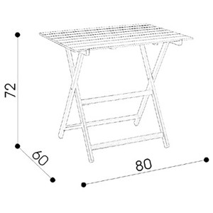 Schizzo di un tavolo da giardino t.b.t. con dimensioni.