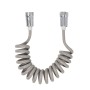 Tubo a spirale flessibile grigio con connettori cromati.