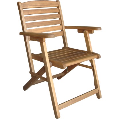 Sedia con braccioli pieghevole in acacia