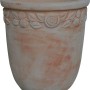 Vaso rotondo in terracotta (Ø 51cm) con decoro floreale per giardino e balcone.