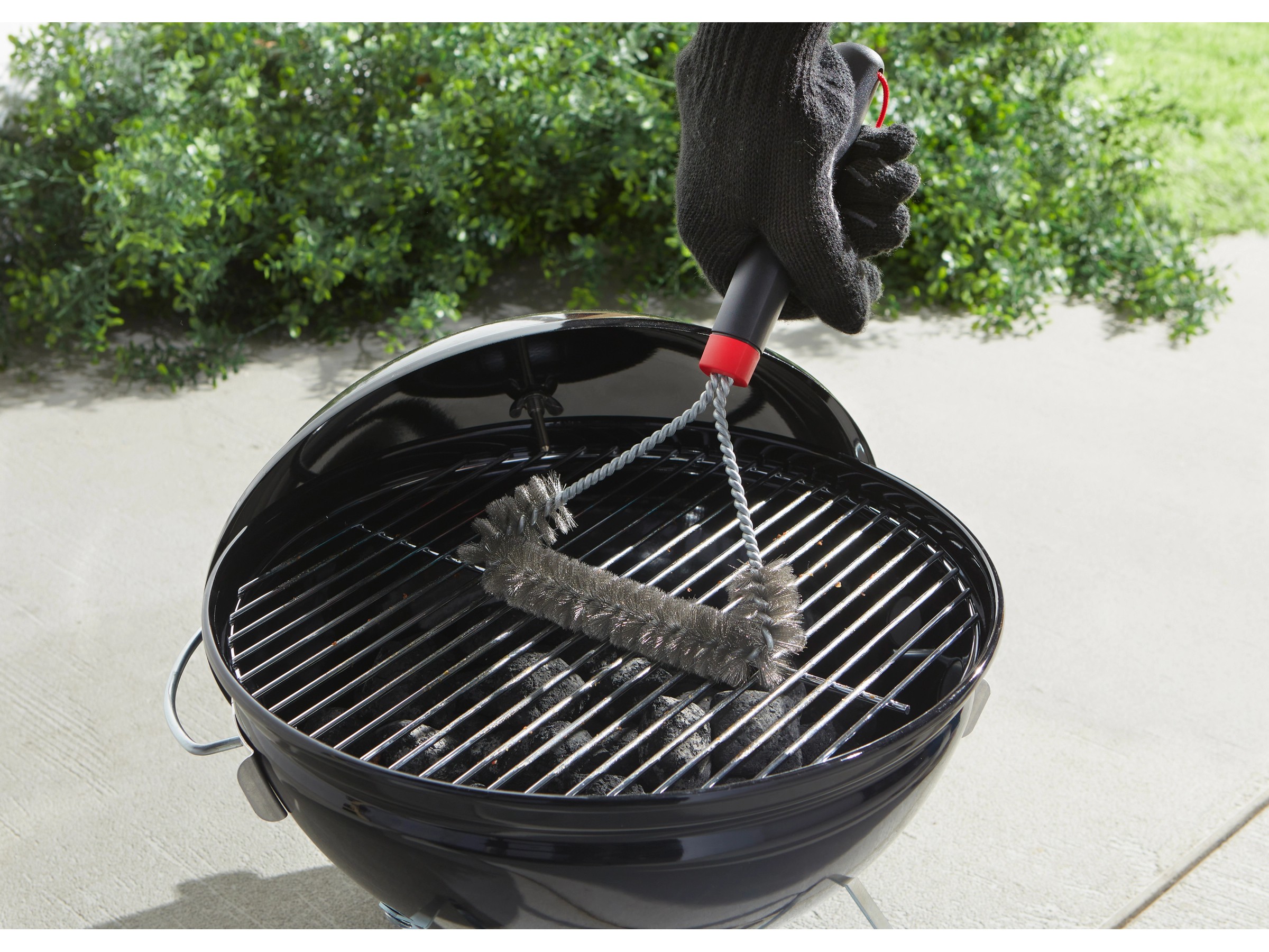 No Label Spazzola Per Barbecue A T – 31 Cm, Manico In Legno, Pulizia Efficace Delle Griglie, Accessorio Da Barbecue