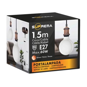 Confezione di un portalampada con attacco E27, max. 60W, cavo da 1,5m in bronzo.